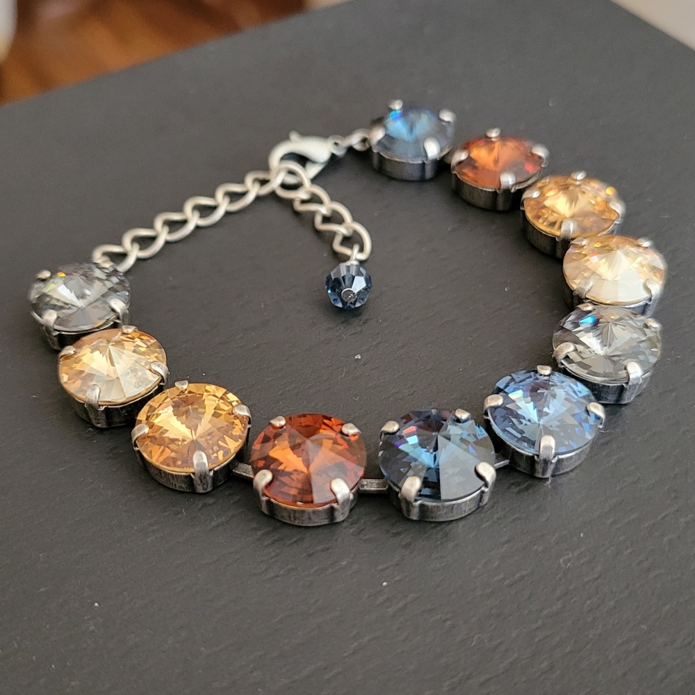Austrian Crystal Tennis Bracelet in Antique Silver - Picture 10 of 12